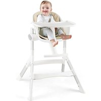 Costway - 4 in 1 Babyhochstuhl umwandelbar mit 5-fach verstellbarer Höhe, abnehmbarem & waschbarem Tablett, Sitzkissen, Babystuhl, Kinderstuhl aus von COSTWAY