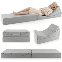 4-in-1 Schlafsofa, Boden-Futon-Schlafsessel mit hochdichtem Schwamm, abnehmbarem und waschbarem Leinenstoffbezug, Faltbare Schlafcouch für von COSTWAY