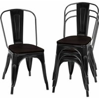 4er Set Esszimmerstuhl, Bistrostuhl aus Metall, Barhocker stapelbar, Metallstuhl bis 120kg belastbar Schwarz - Costway 4er Set Esszimmerstuhl, Bistrostuhl aus Metall, Barhocker stapelbar, Metallstuhl bis 120kg belastbar Schwarz - Costway von COSTWAY
