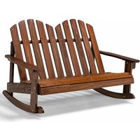Costway - Adirondack-Schaukelstuhl für Kinder, 2-Sitzer Gartensessel aus Holz, Schaukelsessel Kindermöbel für Balkon, Garten, Hof (Braun) von COSTWAY
