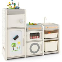 Auto Spielzeugregal, 2Ebenen Kinderregal mit Schubladen und Aufbewahrungsboxen, 110 x 32 x 66 cm Träumer, Beige - Costway von COSTWAY