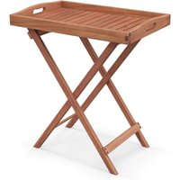 Beistelltisch Akazienholz, Gartentisch klein Balkontisch, Holztisch mit Lamellen-Tischplatte, Kaffeetisch für Garten, Balkon, Wohnzimmer(mit Rand, 68 von COSTWAY