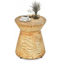 Costway - Beistelltisch Holzoptik, wetterfester Gartentisch aus Stein für drinnen & draußen, Kleiner Balkontisch, Sofatisch, Sitzhocker bis 150 kg von COSTWAY
