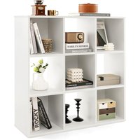 Bücherregal mit 9 Fächer, Standregal, Büroregal freistehend, Aktenregal Ordnerregal Aufbewahrungsregal, 90 x 29 x 90 cm (Weiß) - Costway von COSTWAY