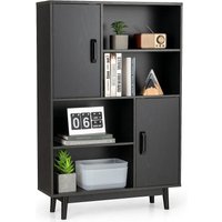 Bücherschrank mit 2 Türen und 4 offene Regale von COSTWAY