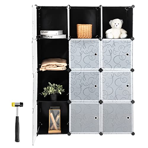 COSTWAY 12 Würfel Steckregal, DIY Würfelregal stapelbar aus Kunststoff, Regalsystem Stufenregal Modula für Schlafzimmer, Wohnzimmer von COSTWAY