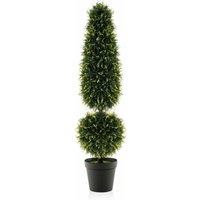 COSTWAY 120 cm Kunstpflanze grün, Kunstbaum mit Topf, Zimmerpflanze Deko, Dekopflanze künstlich, Topfpflanze Buchsbaum Formschnitt, Grünpflanzen für von COSTWAY
