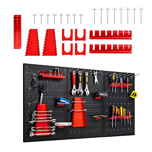 COSTWAY Werkzeugwand inkl. 28-teiligem Werkzeugregal-Set, 120x60cm, Lagersystem Werkzeughaltersortiment 3 Lochplatten, Werkstattwand Metall, Lochwand ideal für Garage & Werkstatt & Lagerhaus von COSTWAY