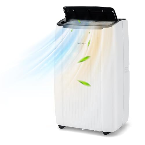 COSTWAY 14000 BTU mobile Klimaanlage mit Abluftschlauch, 4-in-1 Klimagerät mit Heizung, Lüfter & Entfeuchter, 24H Timer, Schlafmodus, Fernbedienung & Installationskit für Räume bis zu 65㎡ (Modell 2) von COSTWAY
