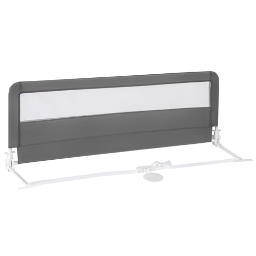 COSTWAY Bettgitter klappbar, 150 x 55 cm Bettschutzgitter mit Sicherheitsgurt & abnehmbarem Bezug, Kinderbettgitter, Rausfallschutz Boxspringbett für Baby & Kleinkinder (Grau) von COSTWAY