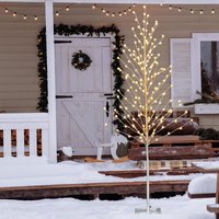 COSTWAY 155cm LED Lichterbaum, Birkenbaum mit warmweißen LED-Leuchten, künstlicher Weihnachtsbaum, Tannenbaum mit Metallständer, beleuchteter von COSTWAY
