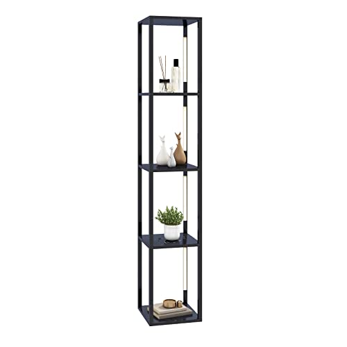 COSTWAY 163 cm Stehlampe Regal, Modern Standleuchte Ablageregal mit 3-stufig dimmbaren LED-Leuchten & drehbaren LED-Stangen, Stehleuchte mit Fußschalter für Wohnzimmer, Schlafzimmer, Schwarz COSTWAY 163 cm Stehlampe Regal, Modern Standleuchte Ablageregal mit 3-stufig dimmbaren LED-Leuchten & drehbaren LED-Stangen, Stehleuchte mit Fußschalter für Wohnzimmer, Schlafzimmer, Schwarz von COSTWAY