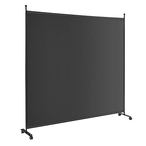 COSTWAY 184 x 184 cm Raumteiler auf Rollen, Paravent 1 teilig, Trennwand faltbar, aus Stoff, Sichtschutz für mehr Privatsphäre und Flexibilität (Schwarz) von COSTWAY