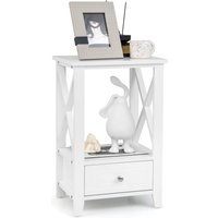 2 Ebenen Nachttisch mit Schublade, Beistelltisch Holz 2 Ebenen Nachttisch mit Schublade, Beistelltisch Holz von COSTWAY