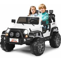 COSTWAY 2 Sitzer Jeep Kinderauto mit 2,4G-Fernbedienung, 3 Gang Elektroauto mit MP3, Musik, Hupe und Scheinwerfer, Jeep Auto 2,5-4 km/h, 12V von COSTWAY