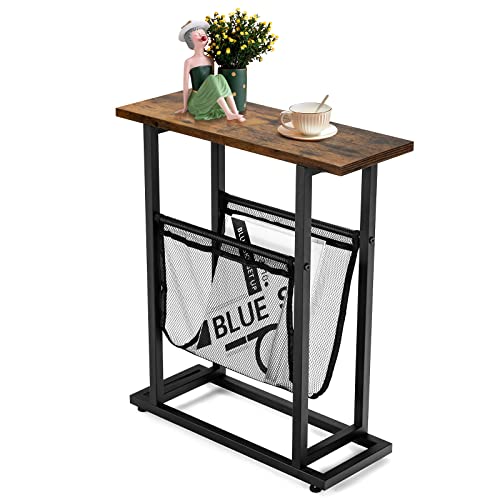 COSTWAY 2-stufiger schmaler Kleiner Beistelltisch mit Magazinhalterung und schwarzem Stahlsockel, Industrieller Beistelltisch, Rustikaler Kaffeetisch für Wohnzimmer, Schlafzimmer und Büro COSTWAY 2-stufiger schmaler Kleiner Beistelltisch mit Magazinhalterung und schwarzem Stahlsockel, Industrieller Beistelltisch, Rustikaler Kaffeetisch für Wohnzimmer, Schlafzimmer und Büro von COSTWAY