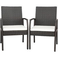 Costway - 2er Rattan Stühle Set, Gartenstuhl Polyrattan mit Rückenlehne & Armlehne, Gartensessehl mit Sitzkissen, Balkonstuhl Gartenstühle für von COSTWAY