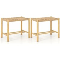 COSTWAY 2er Set Barhocker Holz, Barstuhl Sitzhöhe 45 cm mit Fußstütze, Küchenstuhl aus geflochtenem Papier, Tresenhocker Bistrohocker für Küche, von COSTWAY