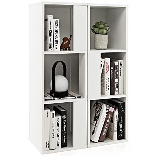 COSTWAY 2er Set Bücherregal aus Holz, Standregal mit 3 Ebenen, Büroregal, Aufbewahrungsregal, Aktenregal mit Kippsicherung, 33 x 33 x 100,5 cm (Weiß) von COSTWAY