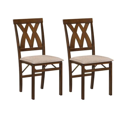 COSTWAY 2er Set Esszimmerstühle, klappbarer Küchenstuhl mit Gummiholzbeinen, gepolsterter Sitz und Rückenlehne, Klappstuhl Beistellstuhl, tragbarer Polsterstuhl für Esszimmer Office Events (Braun) von COSTWAY