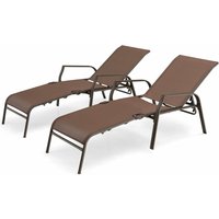 2er Set klappbare Sonnenliege, Liegestuhl mit 5-Positionen Verstellbarer Rückenlehne, bis 150 kg belastbar, 192 x 52 x 36 cm, Gartenliege für Pool, von COSTWAY