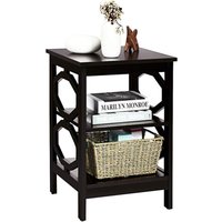 COSTWAY 3 Ebenen Nachttisch OO-förmig, Beistelltisch, 40x40x61cm Braun von COSTWAY