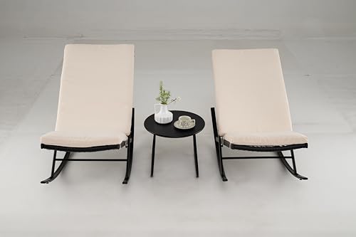 COSTWAY 3-tlg. Schaukelstuhl mit Gartentisch, Outdoor Schaukelsessel mit Dicken Kissen & Rattan-Rückenlehne, Gartenmöbel Set, Relaxsessel für Balkon, Garten, Veranda COSTWAY 3-tlg. Schaukelstuhl mit Gartentisch, Outdoor Schaukelsessel mit Dicken Kissen & Rattan-Rückenlehne, Gartenmöbel Set, Relaxsessel für Balkon, Garten, Veranda von COSTWAY