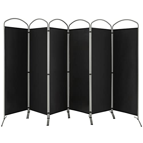 COSTWAY 331 x 188cm Raumteiler Trennwand, Paravent klappbar und abnehmbar, Sichtschutz 6 teilig, Room Divider Innen, aus Stoff, für mehr Privatsphäre und Flexibilität (Schwarz) von COSTWAY