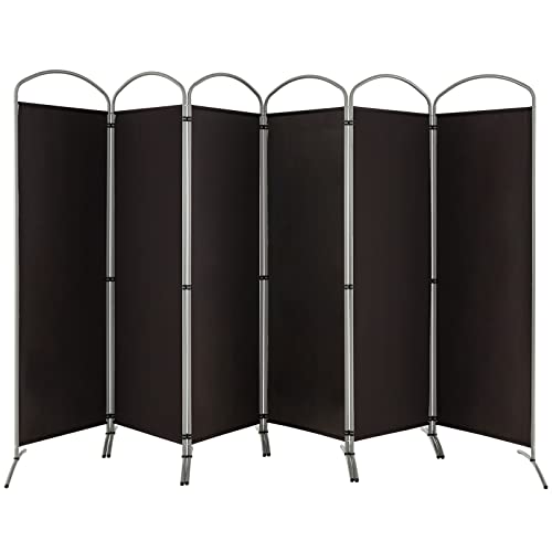 COSTWAY 331 x 188cm Raumteiler Trennwand, Paravent klappbar und abnehmbar, Sichtschutz 6 teilig, Room Divider Innen, aus Stoff, für mehr Privatsphäre und Flexibilität (Braun) von COSTWAY