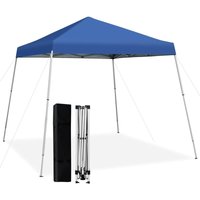 COSTWAY 3x3 m Pop Up Faltpavillon, UV-Schutz 50+, 3-stufig höhenverstellbar, Gartenpavillon mit Tragetasche, für Strand, Camping, Markt Blau von COSTWAY