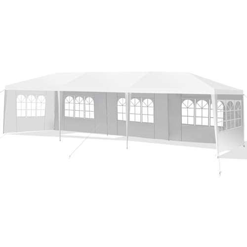 COSTWAY 3x9m Gartenpavillon, Partyzelt mit 5 abnehmbaren Seitenwände, Bierzelt UV Schutz, Gartenzelt faltbar Pavillon von COSTWAY