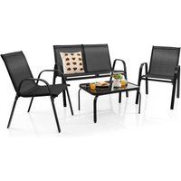 4 tlg. Gartenmoebel Terrassenmoebel, Lounge Set Textilen, inkl. 2 Einzelstühlen, 1 Bank und 1 Couchtisch, Garten Lounge Set Sitzgruppe Sitzgarnitur, 4 tlg. Gartenmoebel Terrassenmoebel, Lounge Set Textilen, inkl. 2 Einzelstühlen, 1 Bank und 1 Couchtisch, Garten Lounge Set Sitzgruppe Sitzgarnitur, von COSTWAY