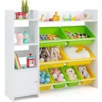 COSTWAY 4-stöckiges Kinderregal, Spielzeugregal mit 8 Aufbewahrungsboxen, 2 offenen Regalen & Schrank, Spielzeug-Organizer Bücherregal für COSTWAY 4-stöckiges Kinderregal, Spielzeugregal mit 8 Aufbewahrungsboxen, 2 offenen Regalen & Schrank, Spielzeug-Organizer Bücherregal für von COSTWAY