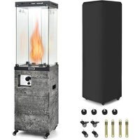 Costway - Heizstrahler outdoor Gas 12 kw, mit Rädern, abschließbar, mobiles Heizgerät inkl. Schutzhülle, winddichte für Garten Veranda Hof Schwarz von COSTWAY