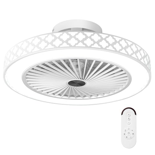 COSTWAY φ48cm Deckenventilator mit Beleuchtung, umkehrbarer Ventilator LED Deckenleuchte 3000-6500K dimmbar, 6 Windgeschwindigkeiten & 4H Timer, reversibler Ventilator mit Fernbedienung von COSTWAY