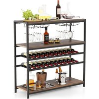 Costway - 5-stufiger Weinregal, freistehender Barschrank mit 2 Flaschenregalen & Glashaltern, geräumiger Oberseite & offenen Regalen, Weinschrank für von COSTWAY