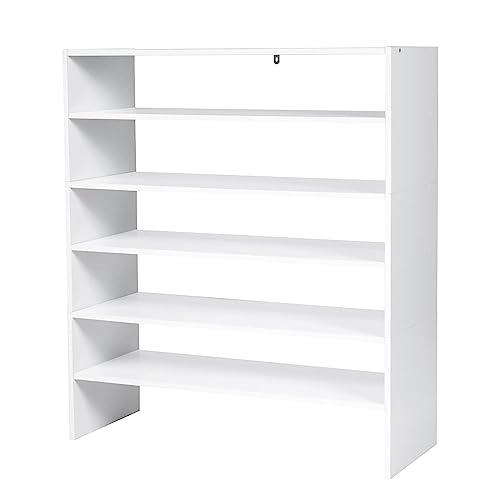 COSTWAY 5-stufiger stapelbares Schuhregal, Schuhschrank offen, 78 x 30 x 90 cm, Schuhablage aus Holz, für Eingangsbereich, Flur, frei kombinierbar, Weiß von COSTWAY