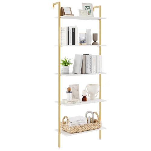 COSTWAY 5-stufiges Leiterregal, wandmontiertes Bücherregal mit Metallrahmen & verstellbaren Fußpolstern, Aufbewahrungsregal Pflanzenständer für Arbeitszimmer, Wohnzimmer 64 × 30 × 178 cm COSTWAY 5-stufiges Leiterregal, wandmontiertes Bücherregal mit Metallrahmen & verstellbaren Fußpolstern, Aufbewahrungsregal Pflanzenständer für Arbeitszimmer, Wohnzimmer 64 × 30 × 178 cm von COSTWAY