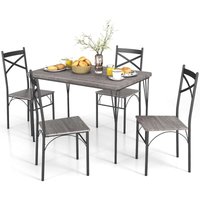COSTWAY 5 teiliges Esstisch-Set, Küchentisch mit 4 Stühlen, Essgruppe für 4 Personen, Esszimmergruppe Sitzgruppe Metallgestell, für Küche, Esszimmer, von COSTWAY