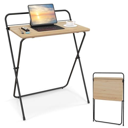 COSTWAY Klapptisch, Kleiner Laptop Schreibtisch Keine Montage erforderlich, Platzsparender Computertisch für kleine Räume, 60 x 40 x 69 cm von COSTWAY