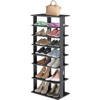 8 Ebenen Schuhschrank mit verstellbaren Regalhoehen, Platzsparendes Schuhregal mit Stabiler quadratischer Basis, Moderne Schuhablage aus Holz, von COSTWAY