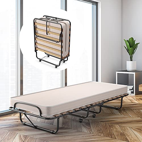 COSTWAY 80x190cm Gästebett Klappbar, Faltbares Faltbett mit Matratze aus Rückstellschaum, Klappbett mit stabilem Stahlrahmen, bis 120kg belastbar, Metallbett auf Rädern, für Camping Gästezimmer COSTWAY 80x190cm Gästebett Klappbar, Faltbares Faltbett mit Matratze aus Rückstellschaum, Klappbett mit stabilem Stahlrahmen, bis 120kg belastbar, Metallbett auf Rädern, für Camping Gästezimmer von COSTWAY