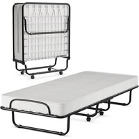 COSTWAY 80x190cm Gästebett mit Memoryschaum-Matratze, auf Rädern, Klappbar, Klappbett bis 120 kg, tragbar von COSTWAY