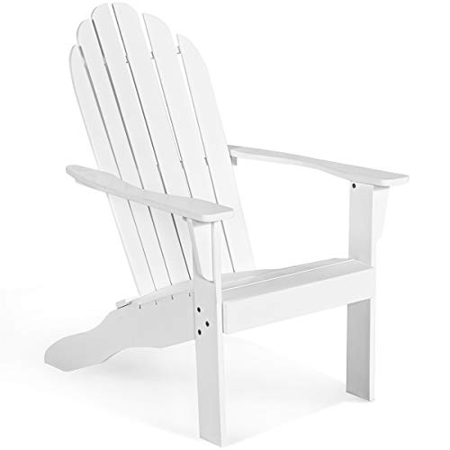 COSTWAY Adirondack Stuhl, Gartenstuhl aus Akazienholz, Gartensessel, Adirondack Chair für Garten, Terrasse, 160 kg Tragfähigkeit (Weiß) von COSTWAY