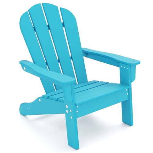 COSTWAY Adirondack Stuhl Kinder, Adirondack Chair wetterfest aus HDPE, Gartenstuhl mit ergonomischer Rückenlehne & Armlehnen, Outdoor-Stuhl für Jungen & Mädchen von 3–8 Jahren (Türkis) von COSTWAY