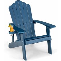 Adirondack Stuhl mit Getränkehalter, wetterfest, 170kg Gartenstuhl, Gartensessel aus Kunststoff, Outdoor-Stuhl für Garten, Terrasse, Navy - Costway von COSTWAY