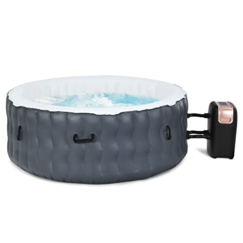 COSTWAY Aufblasbarer Whirlpool Ø180cm | 4 Personen | 108 Massagedüsen | Heizung | 800 Liter | 2240W | Inkl. Abdeckung | In- & Outdoor (Standard Version, Grau) von COSTWAY