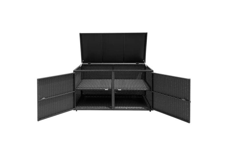COSTWAY Auflagenbox Rattan Sitzbank 335L, mit Doppeltüren & Ablage, 115x60x65cm von COSTWAY