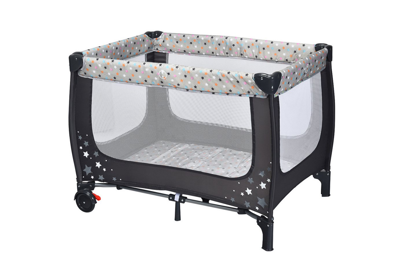 COSTWAY Baby-Reisebett Kinderbett, mit 2 Rädern von COSTWAY