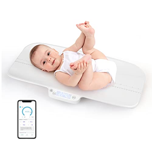 COSTWAY Babywaage Digtal, multifunktionale Bluetooth Kinderwaage bis 30kg Tragkraft, Säuglingswaage Stillwaage Tierwagge mit 4 Messmodi, Gewichts- und Höhenskala, Tara-und Haltefunktion von COSTWAY